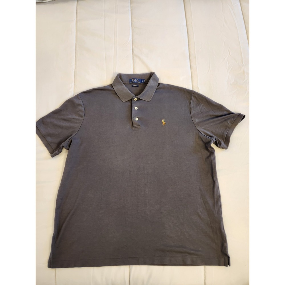 Polo Ralph Lauren Mens Classic Fit Polo Shirt Gray Cotton Jersey Size L
